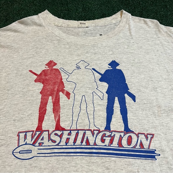 Vintage 90s Washington Redskins Football Distressed Gray T Shirt Size XL 24X31 - Picture 2 of 11